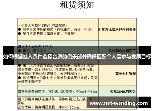 如何根据准入条件选择合适的俱乐部并确保匹配个人需求与发展目标 如何根据准入条件选择合适的俱乐部并确保匹配个人需求与发展目标