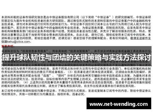 提升球队韧性与团结的关键策略与实践方法探讨