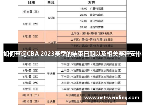 如何查询CBA 2023赛季的结束日期以及相关赛程安排